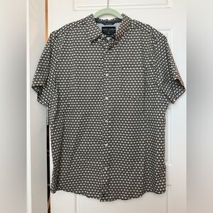 Men's Black and White Patterned Casual Shirt